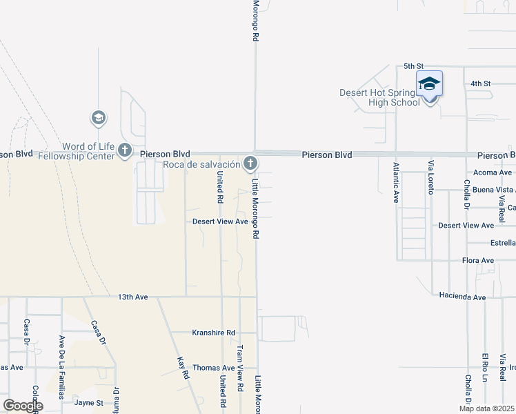 map of restaurants, bars, coffee shops, grocery stores, and more near Cahuilla Avenue in Desert Hot Springs