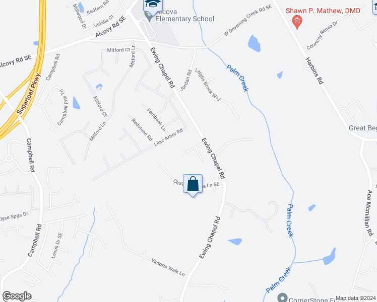 map of restaurants, bars, coffee shops, grocery stores, and more near 2047 Woodland Brook Drive in Dacula