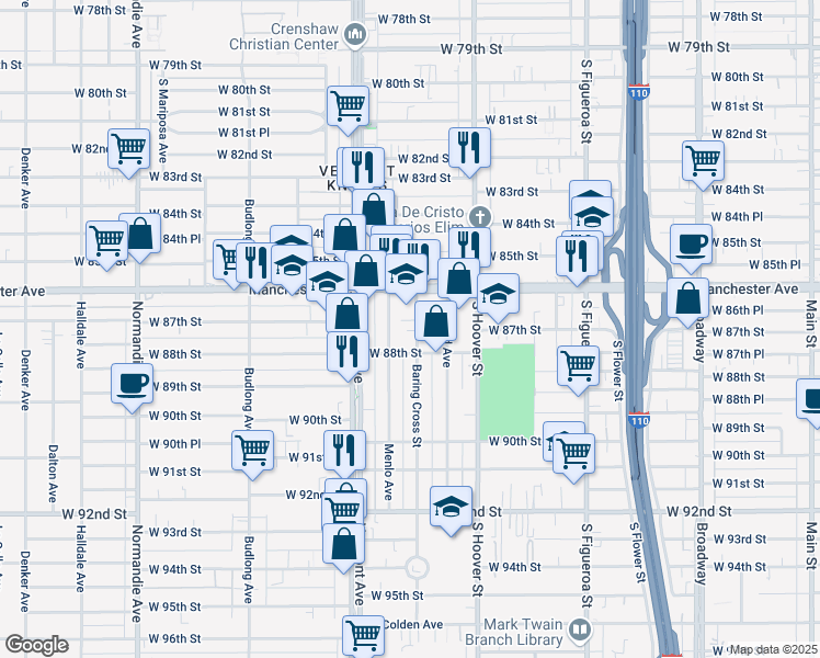 map of restaurants, bars, coffee shops, grocery stores, and more near 8701 Baring Cross Street in Los Angeles