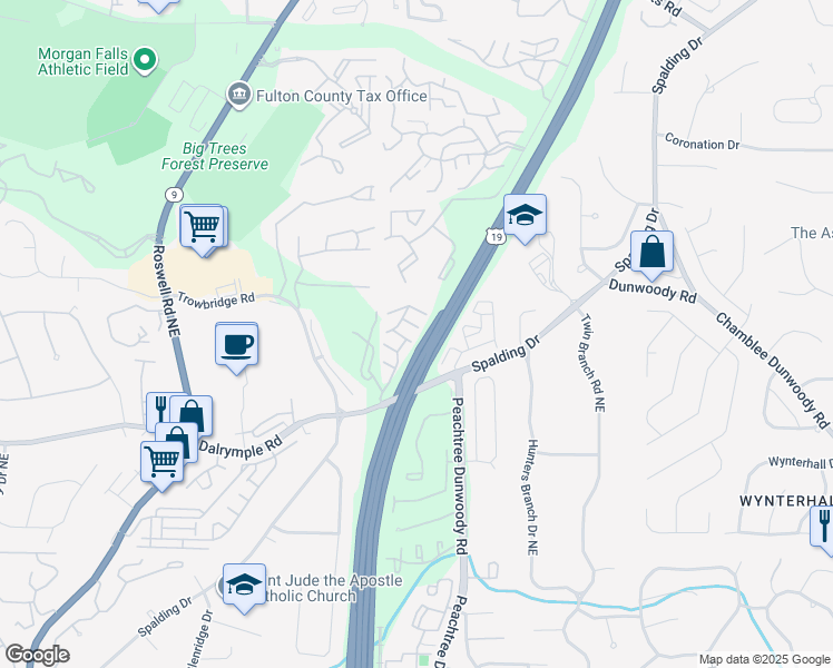 map of restaurants, bars, coffee shops, grocery stores, and more near 975 Thibideau Court in Atlanta