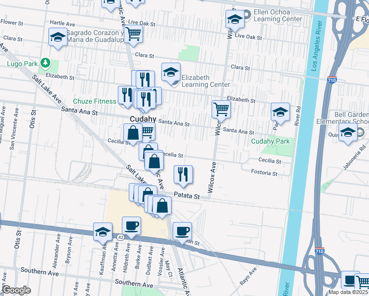 map of restaurants, bars, coffee shops, grocery stores, and more near 4843 Cecilia St in Cudahy