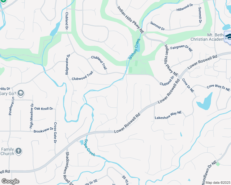 map of restaurants, bars, coffee shops, grocery stores, and more near 363 Indian Hills Trail in Marietta