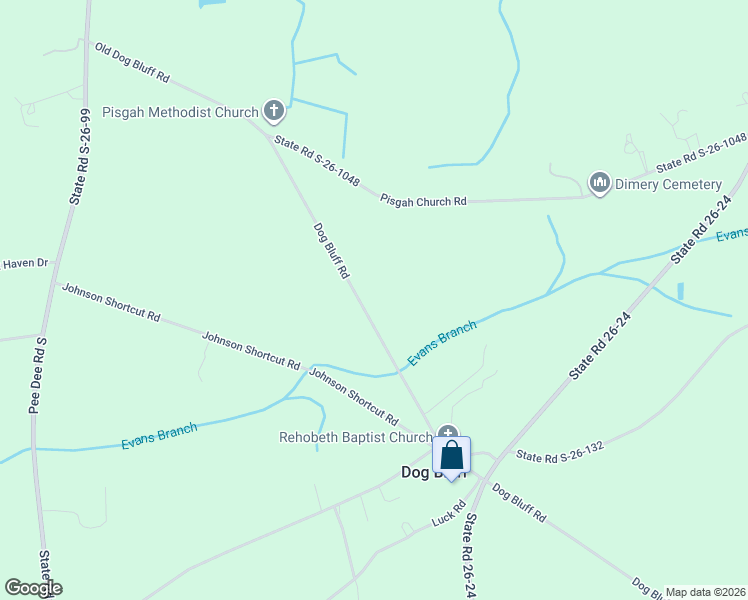 map of restaurants, bars, coffee shops, grocery stores, and more near 3098 Dog Bluff Road in Galivants Ferry