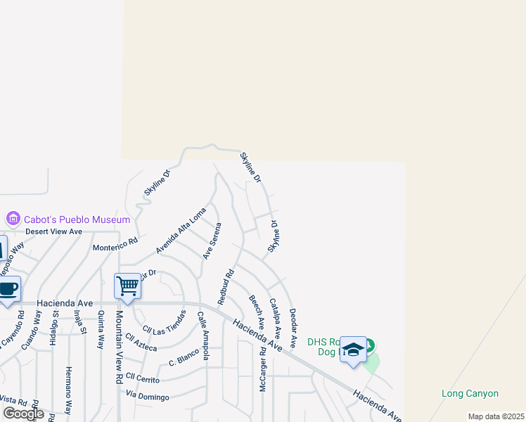 map of restaurants, bars, coffee shops, grocery stores, and more near in Desert Hot Springs