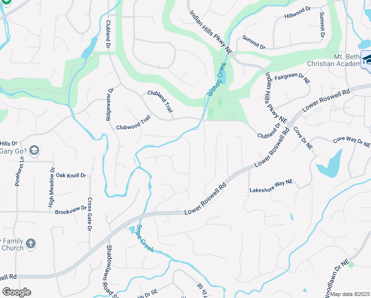 map of restaurants, bars, coffee shops, grocery stores, and more near 363 Indian Hills Trail in Marietta