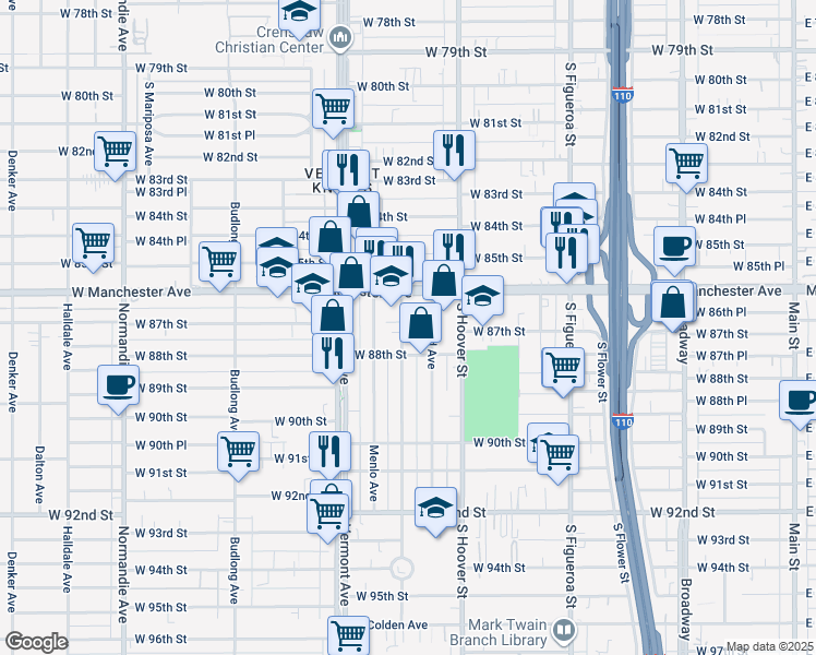 map of restaurants, bars, coffee shops, grocery stores, and more near 8640 Baring Cross Street in Los Angeles