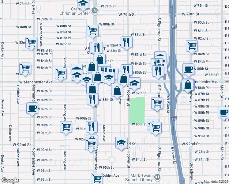 map of restaurants, bars, coffee shops, grocery stores, and more near 8640 Baring Cross Street in Los Angeles