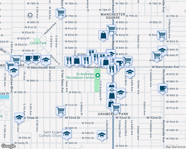 map of restaurants, bars, coffee shops, grocery stores, and more near 8718 Ruthelen Street in Los Angeles