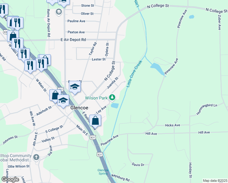 map of restaurants, bars, coffee shops, grocery stores, and more near 321 Nancy Carrol Avenue in Glencoe