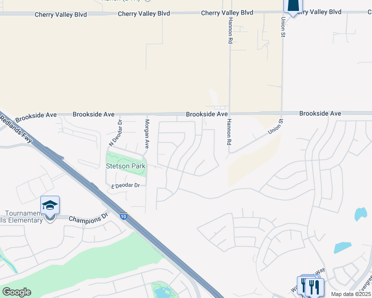 map of restaurants, bars, coffee shops, grocery stores, and more near 1755 Brittney Road in Beaumont