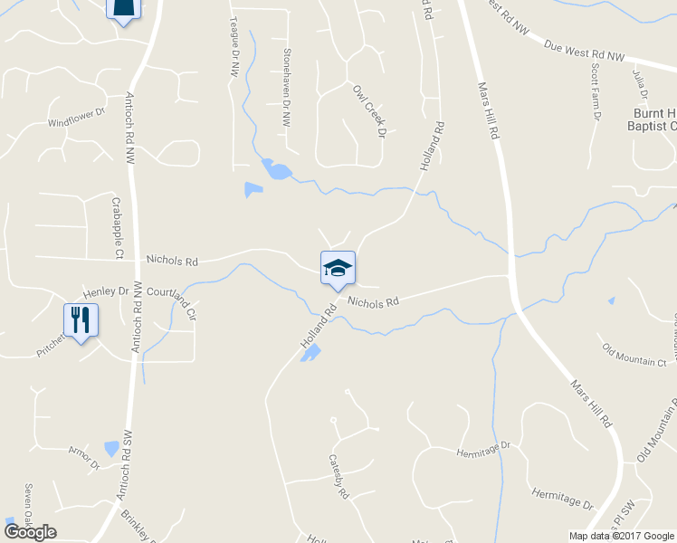 map of restaurants, bars, coffee shops, grocery stores, and more near 150 Gold Leaf Trail in Powder Springs