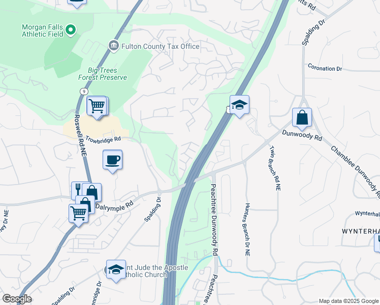 map of restaurants, bars, coffee shops, grocery stores, and more near 965 Thibideau Court in Atlanta