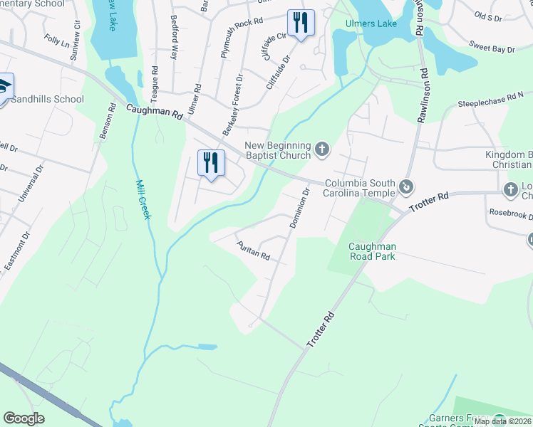 map of restaurants, bars, coffee shops, grocery stores, and more near 9522 Commonwealth Boulevard in Columbia
