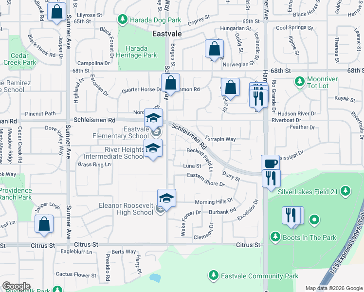 map of restaurants, bars, coffee shops, grocery stores, and more near 7076 Luminaire ct in Corona