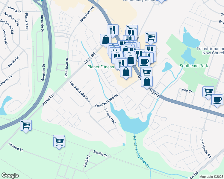 map of restaurants, bars, coffee shops, grocery stores, and more near 120 Cottage Lake Way in Columbia