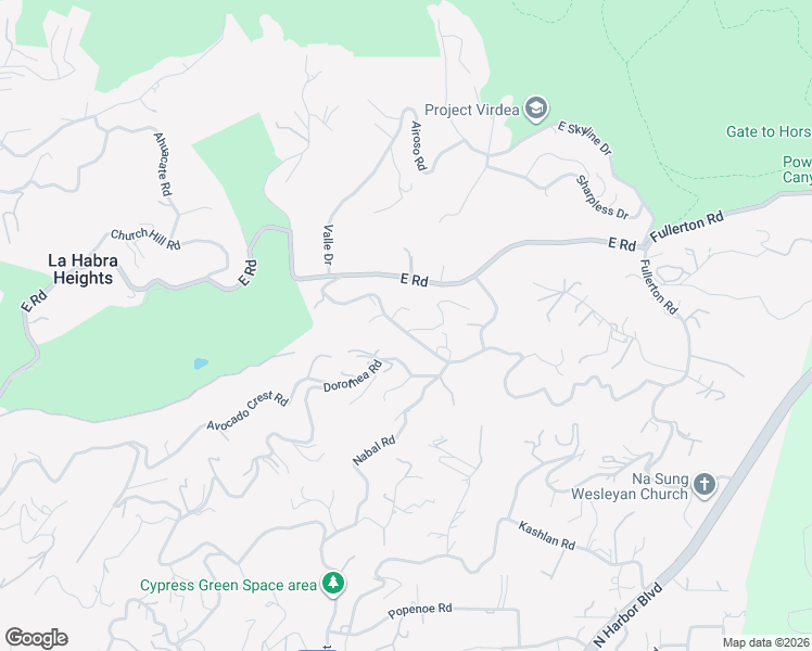 map of restaurants, bars, coffee shops, grocery stores, and more near 1900 Tumin Road in La Habra Heights