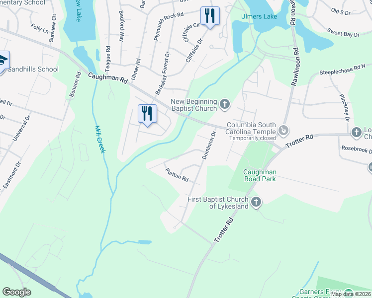 map of restaurants, bars, coffee shops, grocery stores, and more near 9522 Commonwealth Boulevard in Columbia