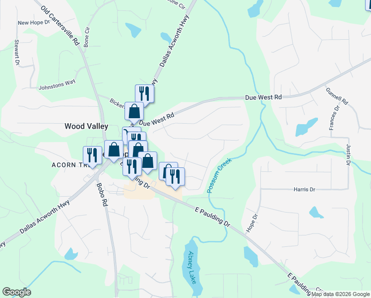 map of restaurants, bars, coffee shops, grocery stores, and more near 14 Candy Lilly Court in Dallas
