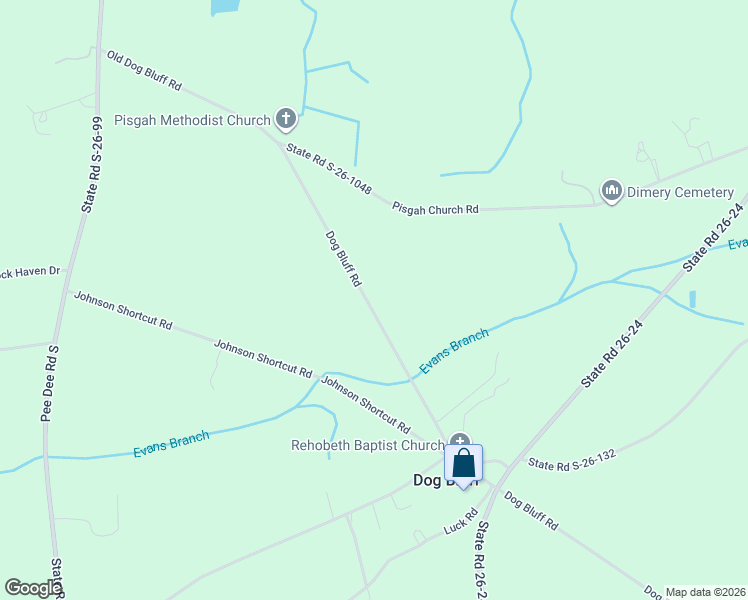 map of restaurants, bars, coffee shops, grocery stores, and more near 3098 Dog Bluff Road in Galivants Ferry