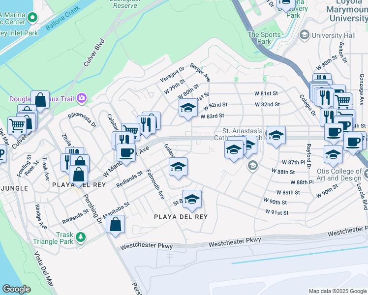 map of restaurants, bars, coffee shops, grocery stores, and more near in Los Angeles