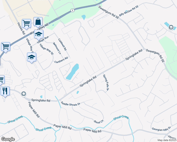 map of restaurants, bars, coffee shops, grocery stores, and more near 255 Ashland Manor Drive in Lawrenceville