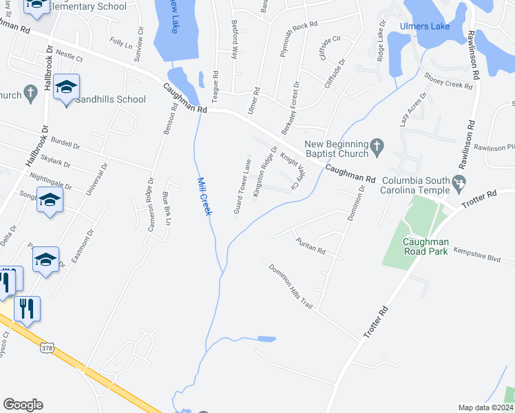 map of restaurants, bars, coffee shops, grocery stores, and more near 173 Kingston Ridge Drive in Columbia
