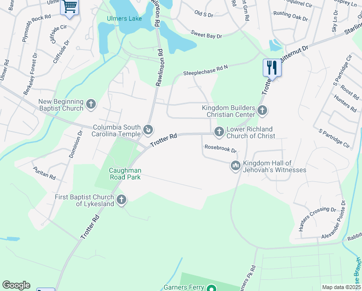 map of restaurants, bars, coffee shops, grocery stores, and more near 2924 Trotter Road in Hopkins