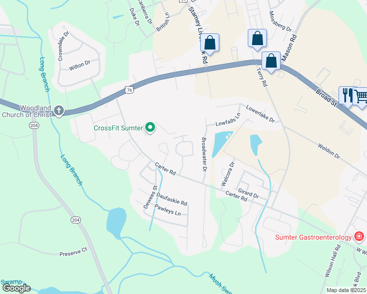 map of restaurants, bars, coffee shops, grocery stores, and more near 1375 Companion Court in Sumter