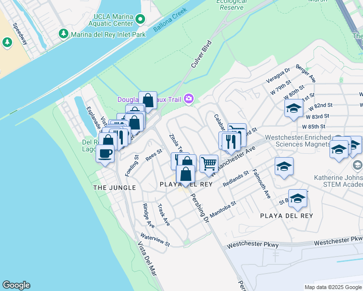 map of restaurants, bars, coffee shops, grocery stores, and more near 8226 Zitola Terrace in Los Angeles