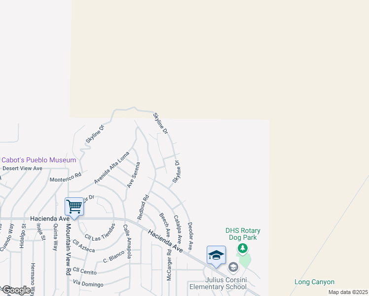 map of restaurants, bars, coffee shops, grocery stores, and more near Fernwood Drive in Desert Hot Springs