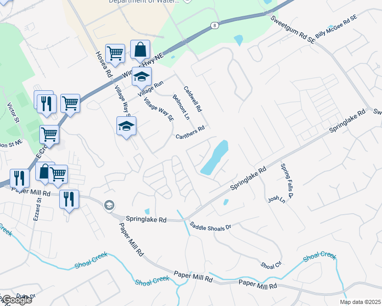 map of restaurants, bars, coffee shops, grocery stores, and more near 474 Cool Weather Drive in Lawrenceville