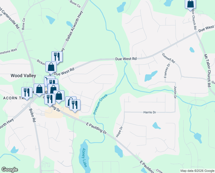 map of restaurants, bars, coffee shops, grocery stores, and more near 171 Sugar Berry Place in Dallas