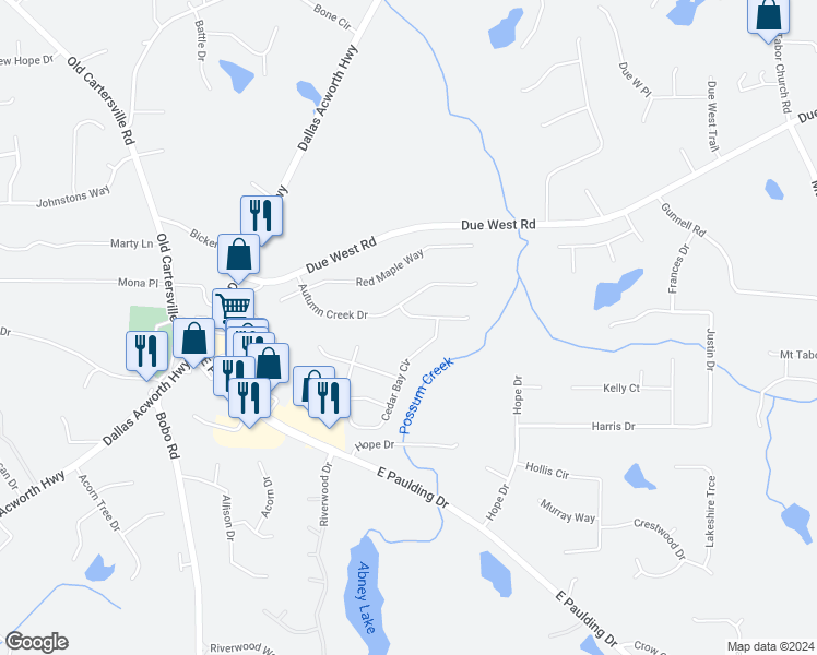 map of restaurants, bars, coffee shops, grocery stores, and more near 38 Sugar Berry Place in Dallas