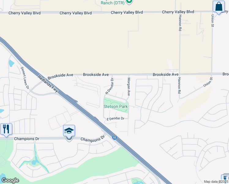map of restaurants, bars, coffee shops, grocery stores, and more near 1733 Sharon Court in Beaumont