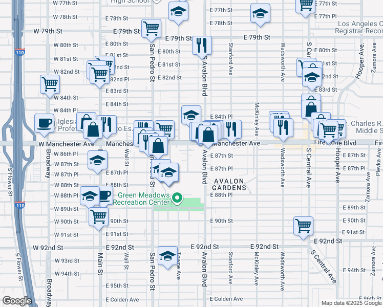 map of restaurants, bars, coffee shops, grocery stores, and more near in Los Angeles