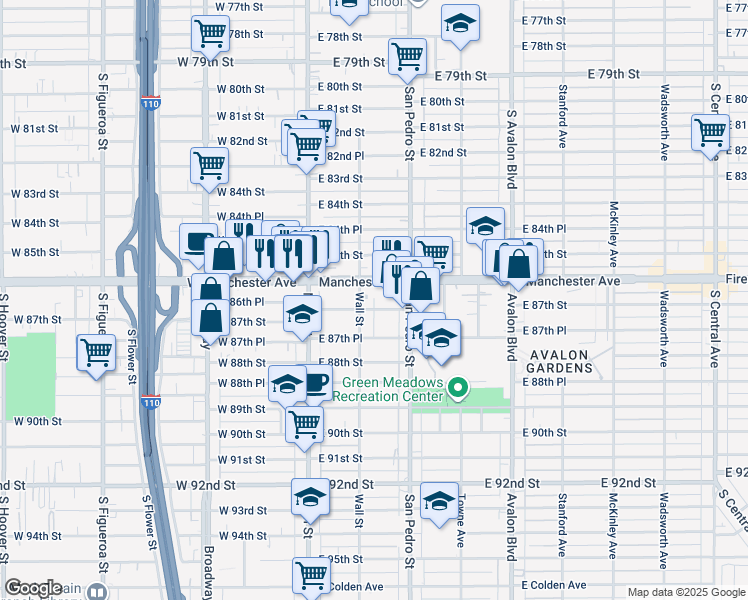 map of restaurants, bars, coffee shops, grocery stores, and more near 232 East Manchester Avenue in Los Angeles