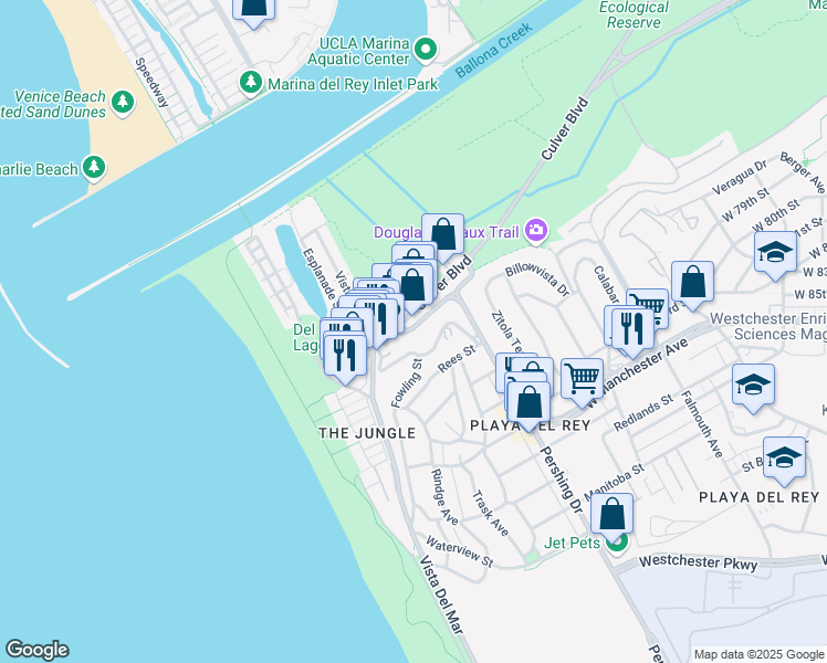 map of restaurants, bars, coffee shops, grocery stores, and more near 315 Culver Boulevard in Los Angeles