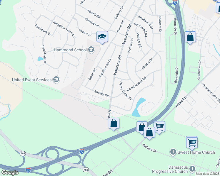 map of restaurants, bars, coffee shops, grocery stores, and more near 1036 Milton Lane in Columbia
