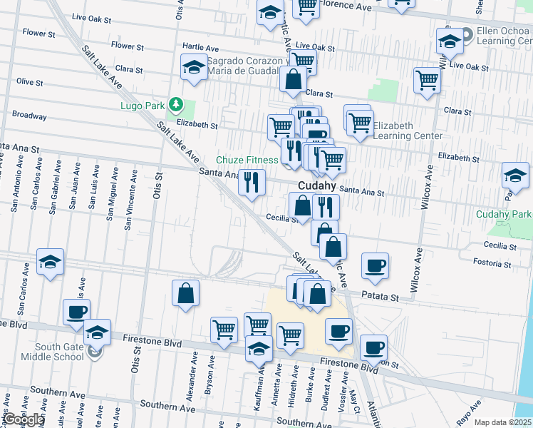 map of restaurants, bars, coffee shops, grocery stores, and more near in Cudahy