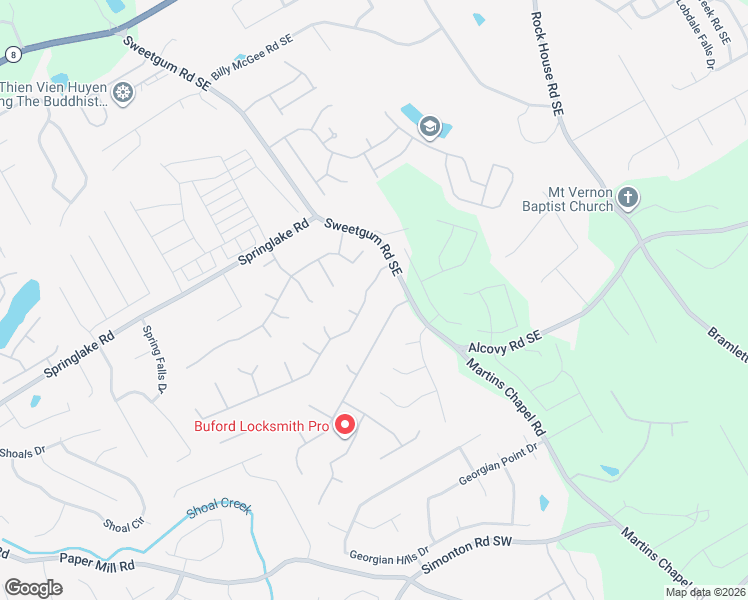 map of restaurants, bars, coffee shops, grocery stores, and more near 955 Martin Field Drive Southeast in Lawrenceville