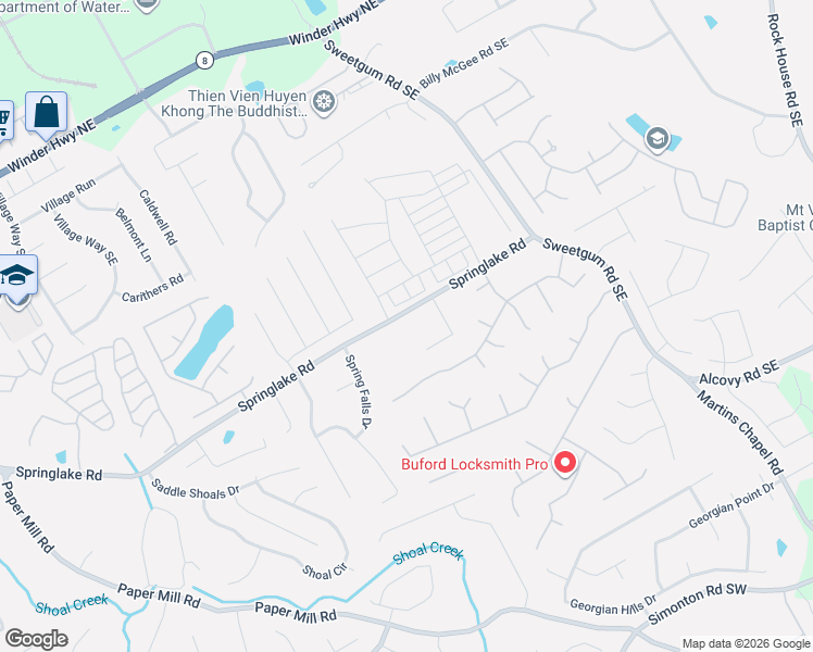 map of restaurants, bars, coffee shops, grocery stores, and more near 87 Old Winder Road in Lawrenceville