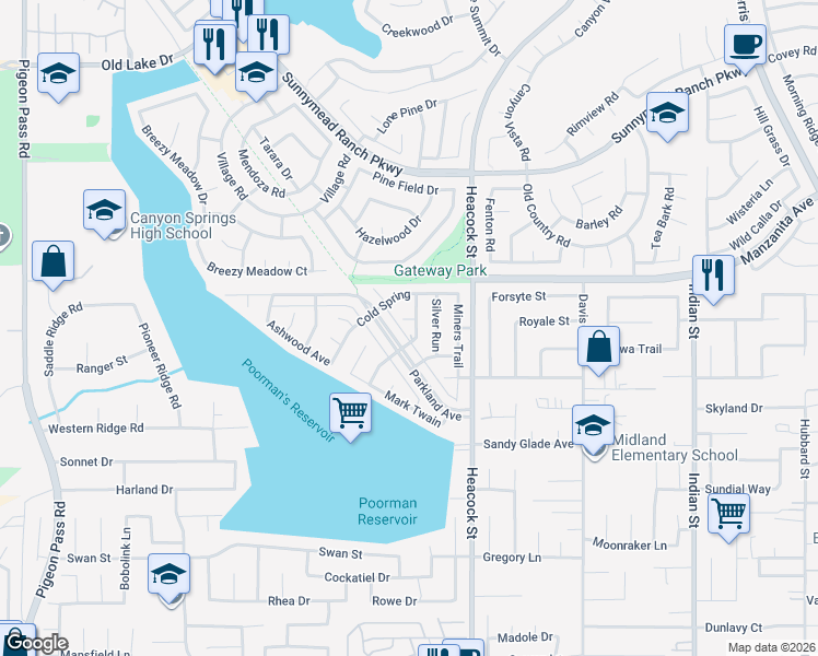 map of restaurants, bars, coffee shops, grocery stores, and more near 11068 Sultan Street in Moreno Valley