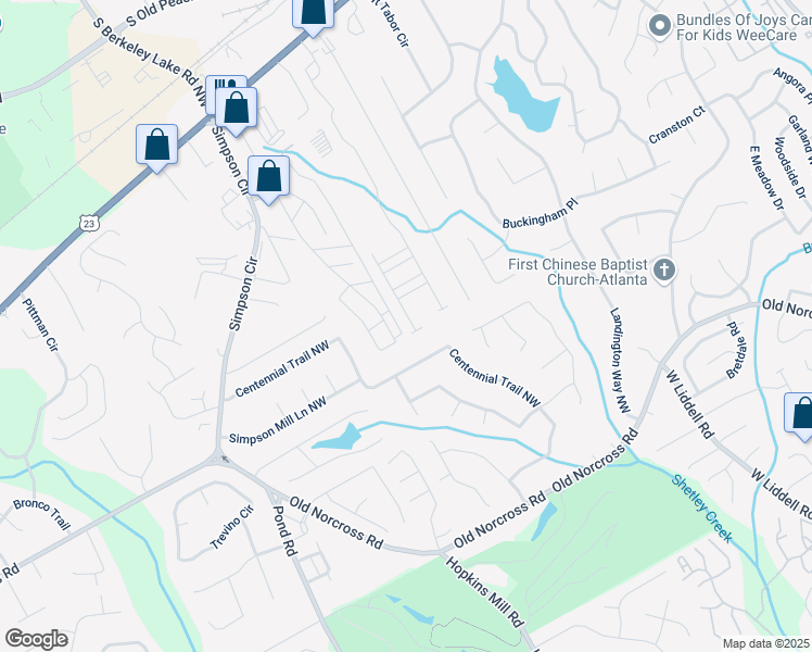 map of restaurants, bars, coffee shops, grocery stores, and more near 2628 Wild Laurel Court in Norcross
