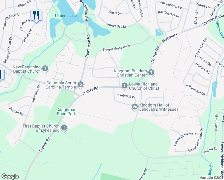 map of restaurants, bars, coffee shops, grocery stores, and more near 104 Rosecliff Circle in Hopkins