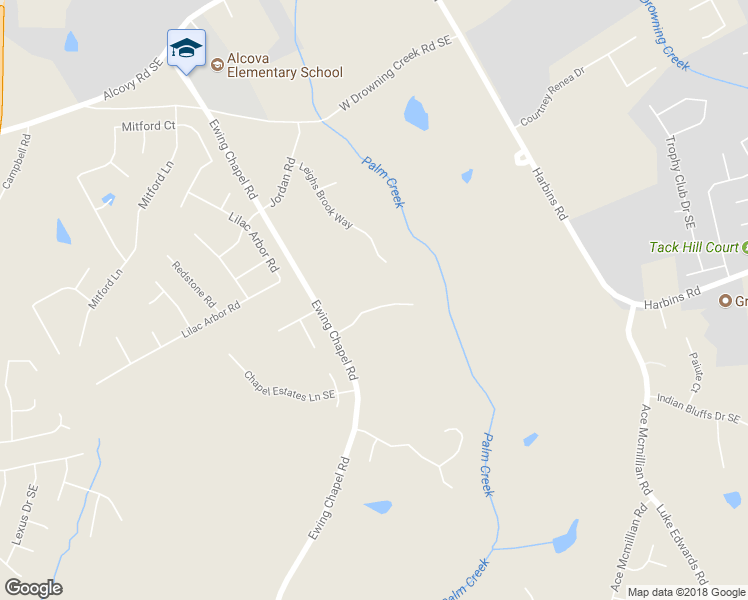 map of restaurants, bars, coffee shops, grocery stores, and more near 2140 Spruce Lake Drive Southeast in Dacula