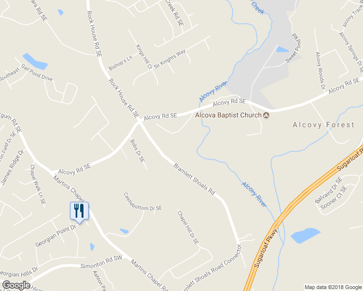 map of restaurants, bars, coffee shops, grocery stores, and more near 574 Bramlett Shoals Road in Lawrenceville