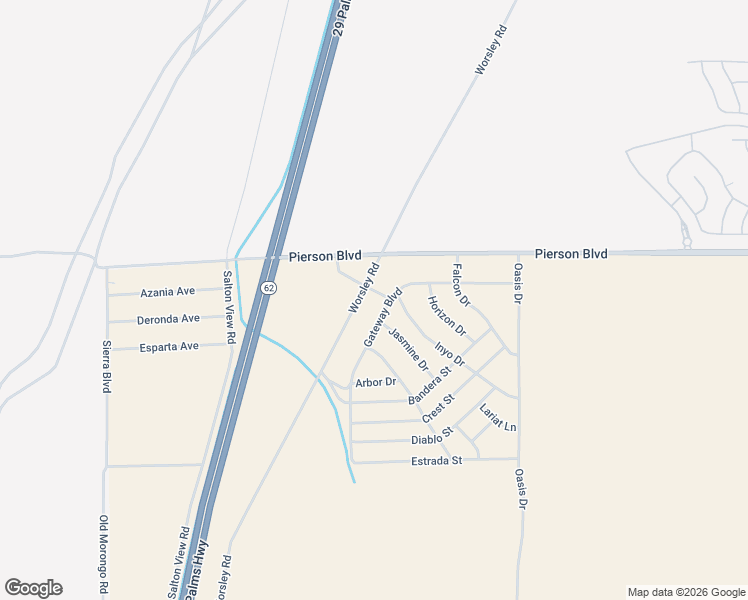 map of restaurants, bars, coffee shops, grocery stores, and more near Gateway Boulevard in Desert Hot Springs