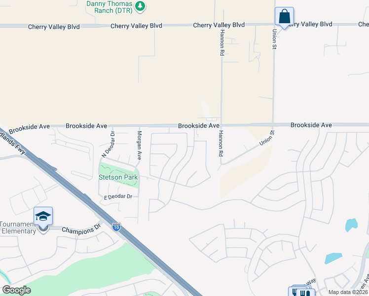 map of restaurants, bars, coffee shops, grocery stores, and more near 1763 Brittney Road in Beaumont