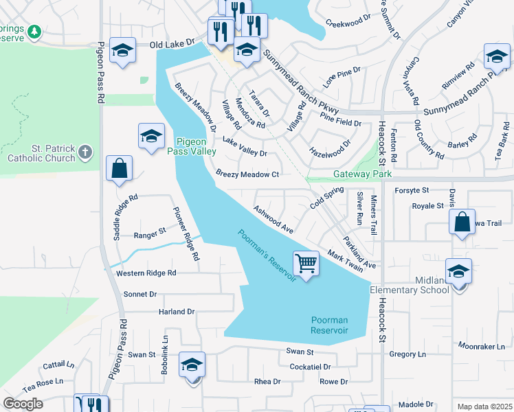 map of restaurants, bars, coffee shops, grocery stores, and more near 11072 Rocky Ridge Road in Moreno Valley