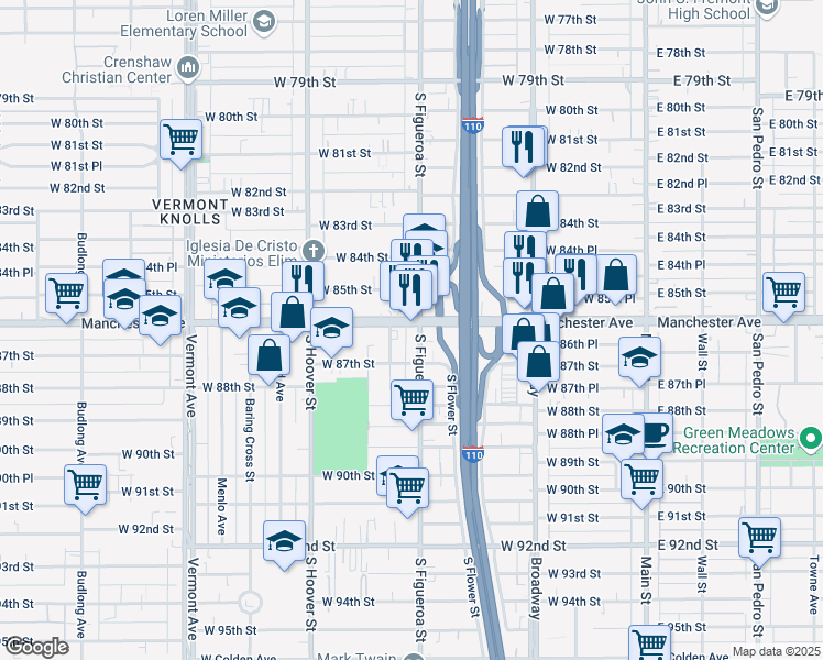 map of restaurants, bars, coffee shops, grocery stores, and more near in Los Angeles